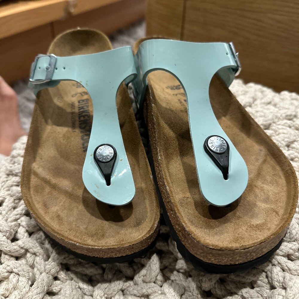 Birkenstock Gizeh Light Blue Sandals Size 38 NWOT